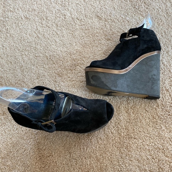 TOPSHOP Suede Wedged Sandals Buckle 40 - Picture 6 of 9